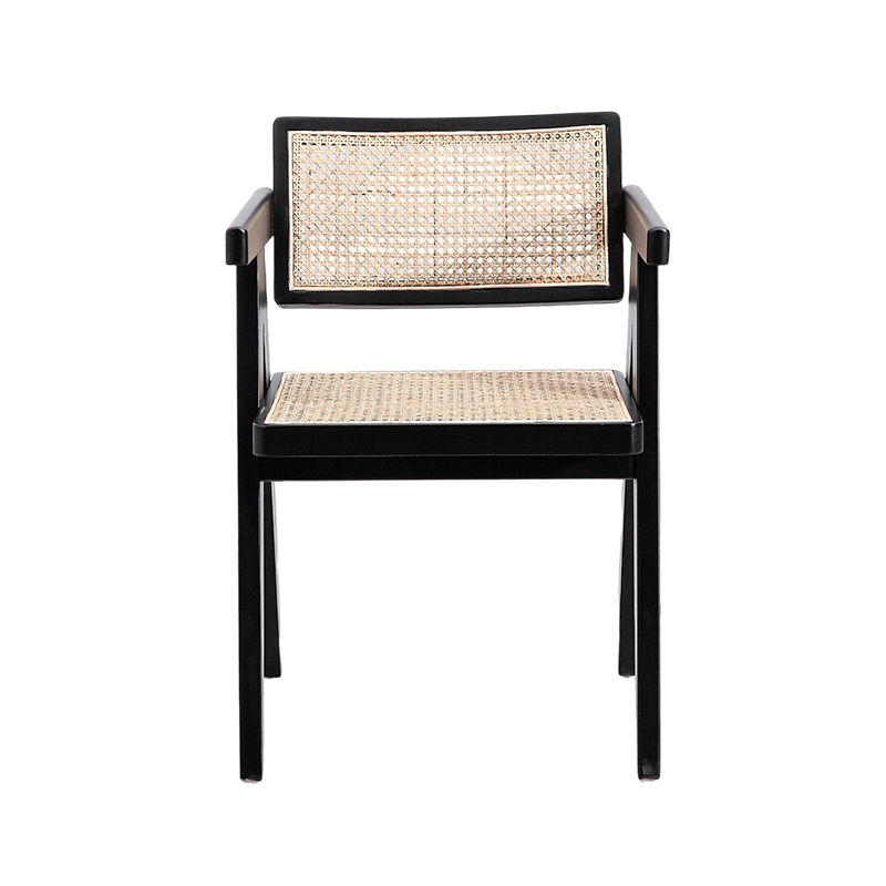 Rotan geweven houten decoratiestoel met armleuning
