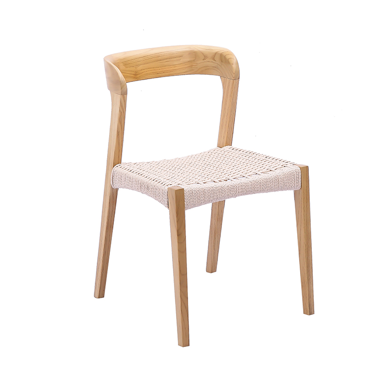 Handgeweven houten stoel met onderstel